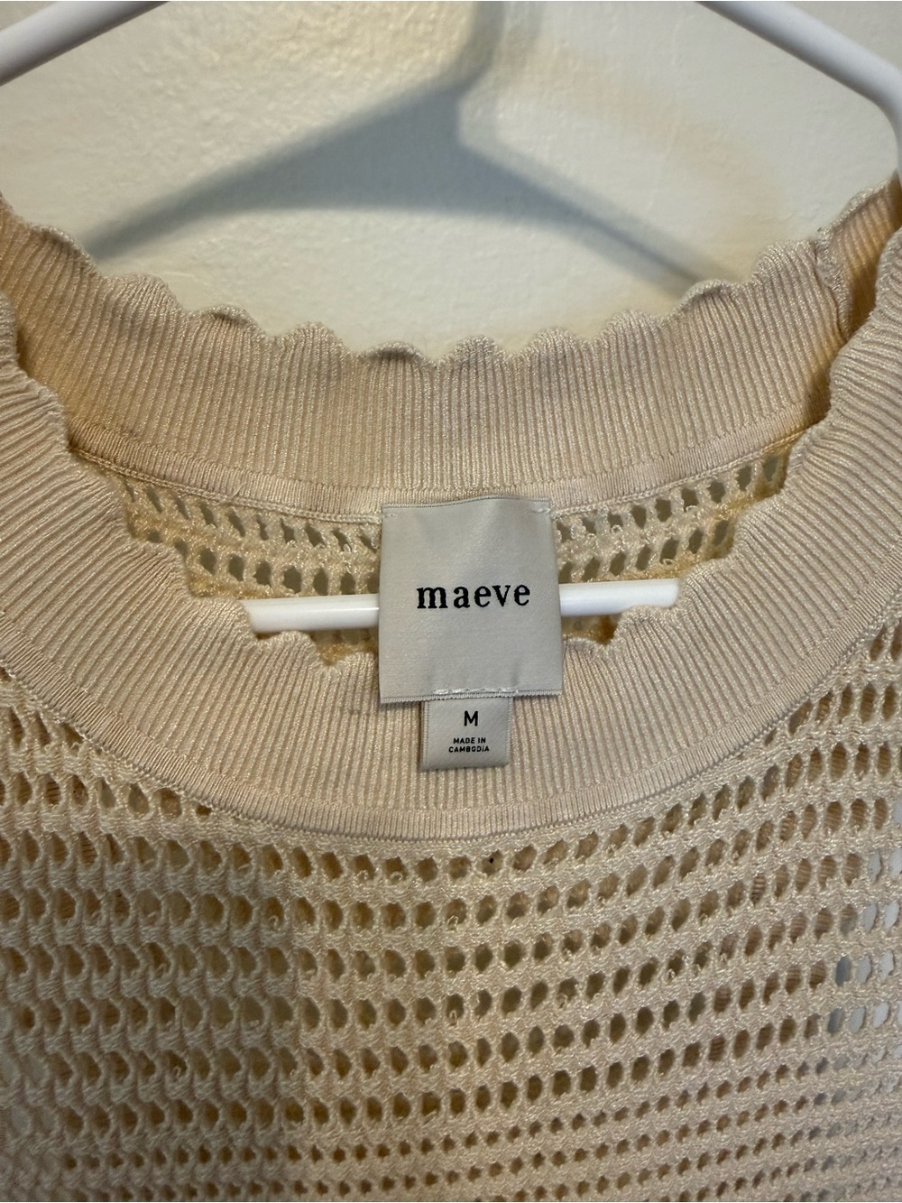 Maeve Cream Open-Knit Sleeveless Flared Tunic - Picture 3 of 4